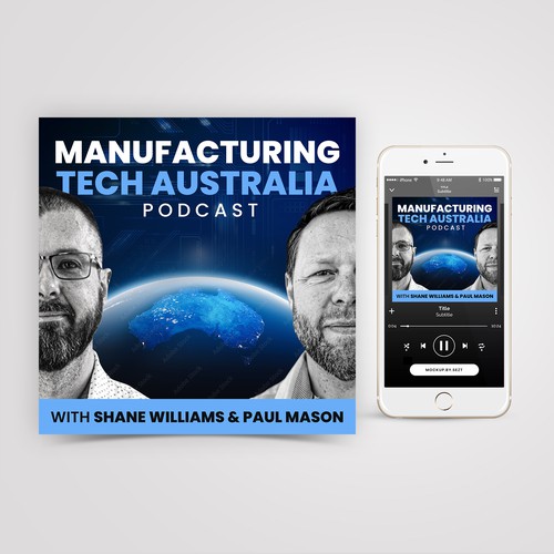 Artwork for podcast about technology in manufacturing Design by Sezt