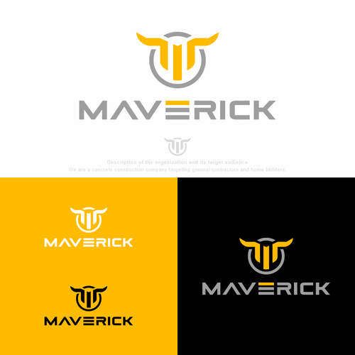 Need a modern abstract bull and M logo for our concrete construction company named Maverick. Design by petar k