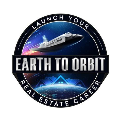 Realistic Logo for "Earth to Orbit" Sales Course. Achieve financial freedom through real estate. Design by GIRA.