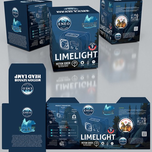 Design the packaging a outdoor headlamp where proceeds are donated to save american wildlife Design by Windmill Designer™
