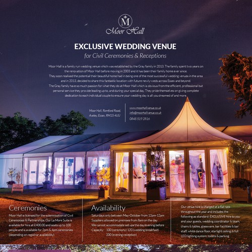 DESIGN OF WEDDING VENUE BROCHURE FOR WWW.MOORHALLVENUE.CO.UK Brochure