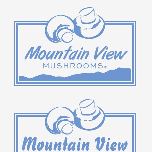 Scenery logo with the title 'Mountain View Mushroom logo'