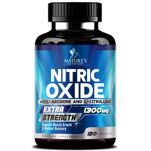 Nitric Oxide label design needed for Nature's Nutrition Diseño de agooshe