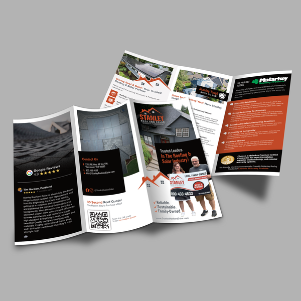 A4 Trifold Brochure for Stanley Roof & Solar