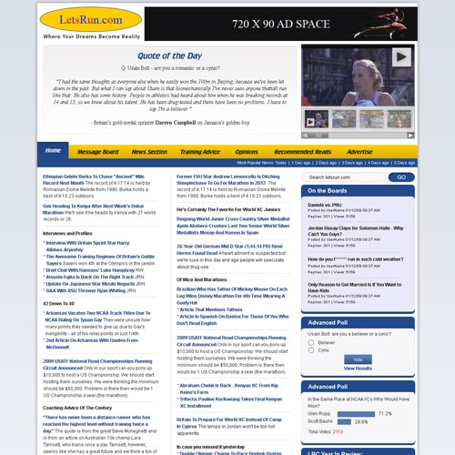 LetsRun.com Homepage Re-Design/Cleanup Diseño de GDT Design