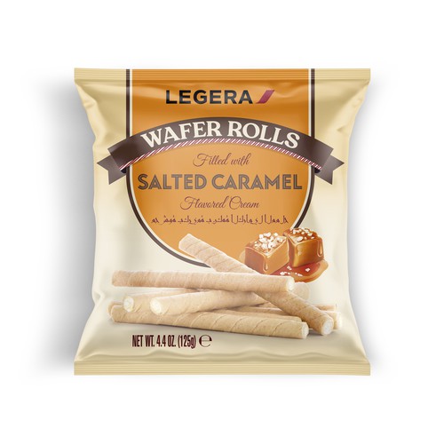 LEGERA Wafer Rolls Pack 125 gm - Salted Caramel Design by Gustavo RV