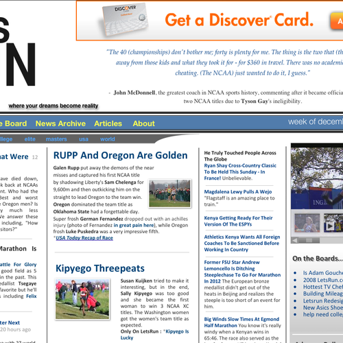 LetsRun.com Homepage Re-Design/Cleanup Diseño de cranberry