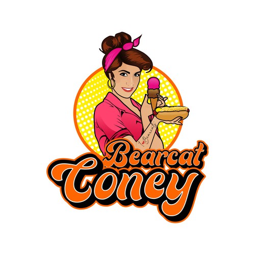G-Rated Cartoon PinUp Girl girl logo for Retro Coney Hotdog restaurant Design by MALATHY