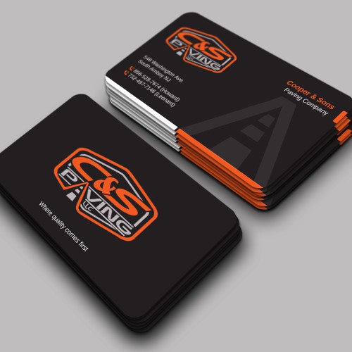 We are an asphalt paving company  card with character, style, stands out from everyone nothing bland no white ,add stuff Design by LAXMI DESIGNHUB