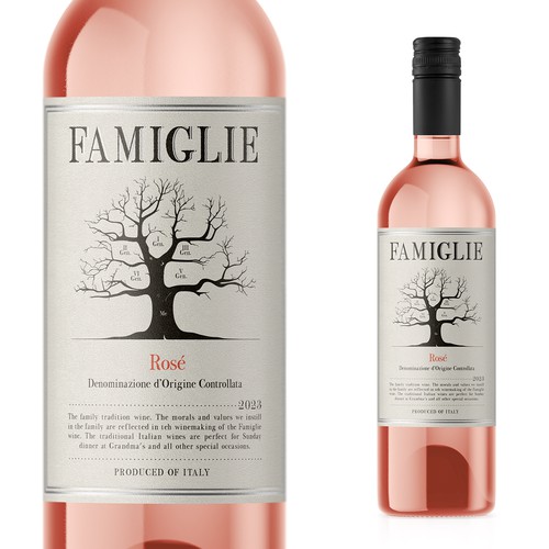 Famiglie Sustainable orgnaic label/wine - use the family tree logo on the old lable Design by Saverio Wongher ™