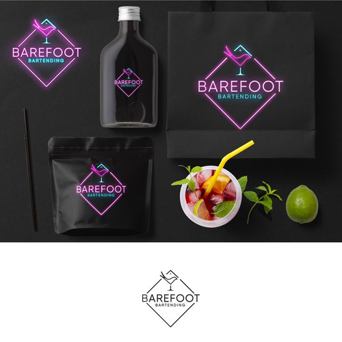 An approachable logo for Online group mixology workshops. Ingredient Discovery Kits mailed direct. Design by m å x