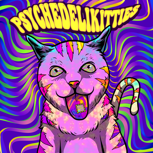 Psychedelic Cats Auto Generated Trading Cards to raise money for Cat Rescue Ontwerp door Amieru