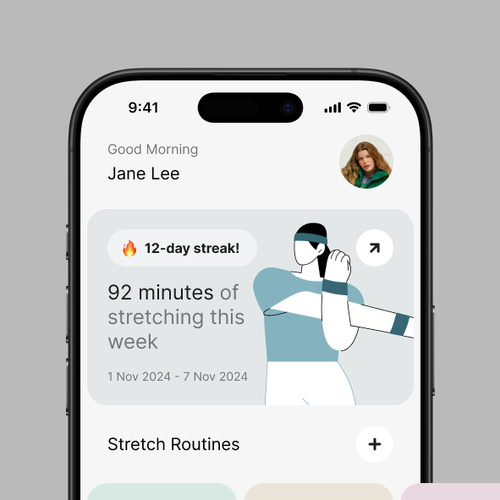 Stretching app with an aesthetic UI Design by Andrey Senes
