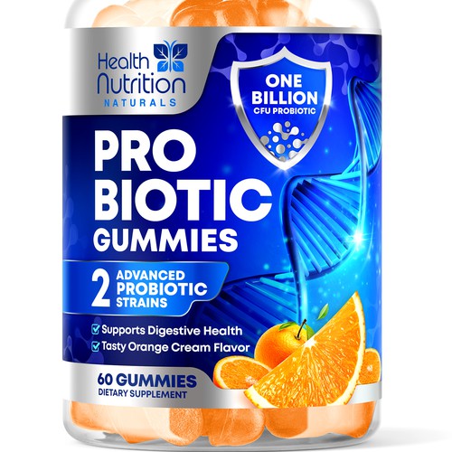 Healthy Probiotic Gummies Label needed for Health Nutrition Design réalisé par rembrandtjurin