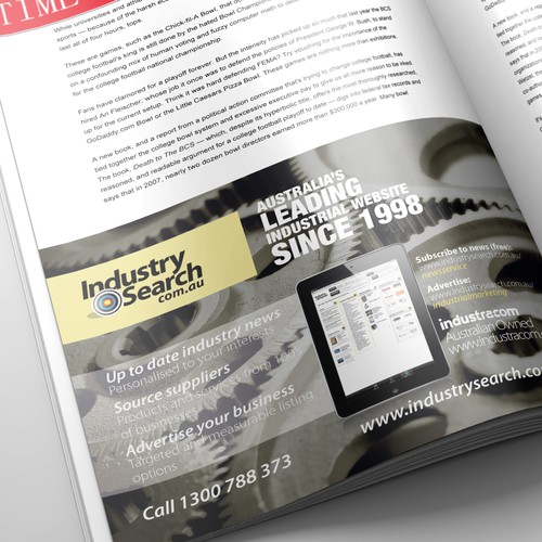 *GUARANTEED PRIZE* Help IndustrySearch.com.au Design New Print Ad Design por YaseenArt