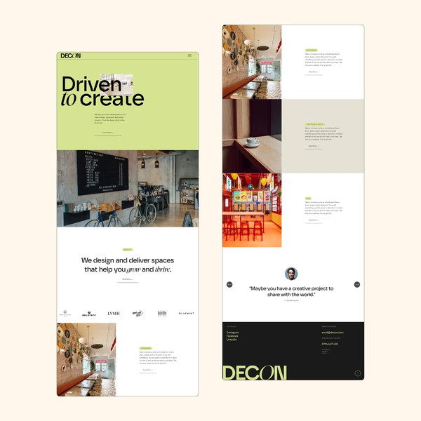 Custom Squarespace website design and build for creative agency
