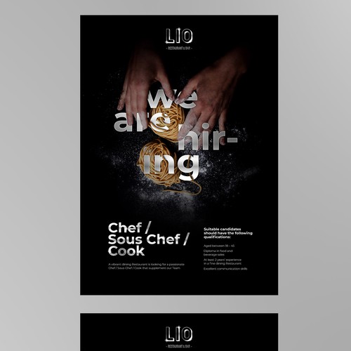 Job recruitment Poster for modern Premium Restaurant Design by Ferdi.182