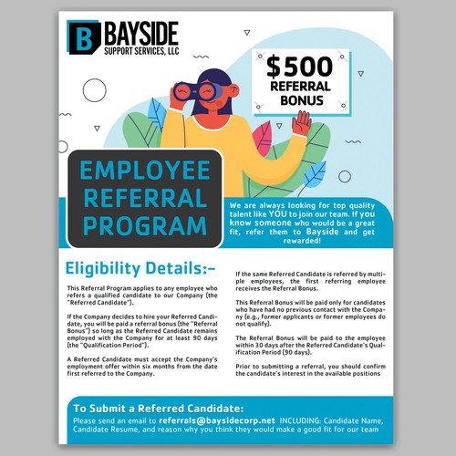 Designs Need A Flier To Announce Awesome Employee Referral Program Target Demo Young Tech 6835