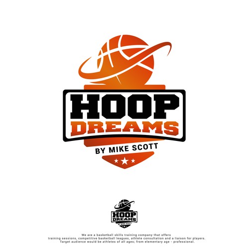 Create a sleek, athletic logo for Hoop Dreams by Mike Scott Design by Mark Takeuchi