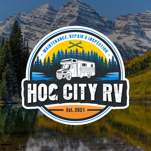 Design a retro/vintage camper logo for our RV Mobile Service business. Design by Hysteria!