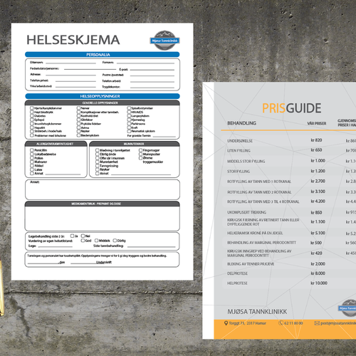 Price List & Health Sheet Design