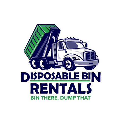 Cartoon-Style Truck Logo Design For Roll off Disposal Bin Rental ...