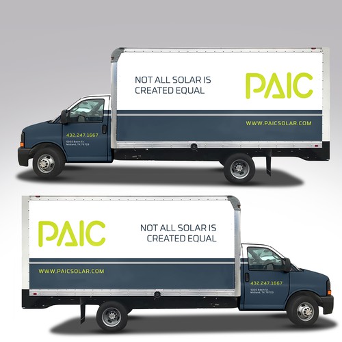 Design us an eye catching, modern, box truck wrap! Design by Duha™