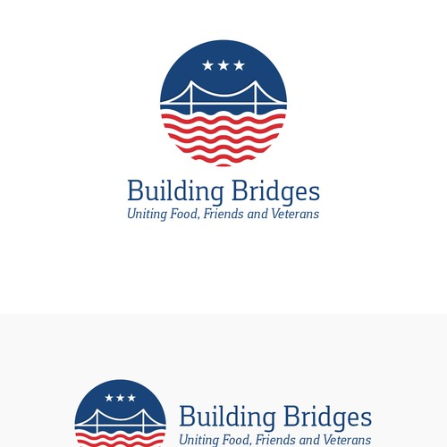 Building Bridges logo that expresses our service of veterans in a positive a celebratory way. Design by Shaktisinh