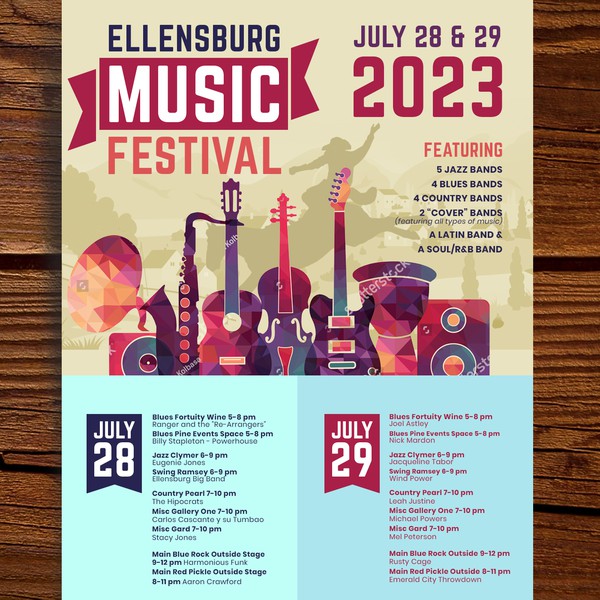 Poster design for Ellensburg Music Festival 2023