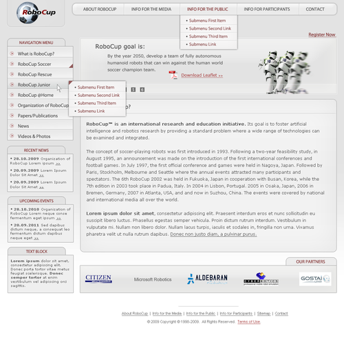Design di RoboCup Website Design (home + sub) di e-kar
