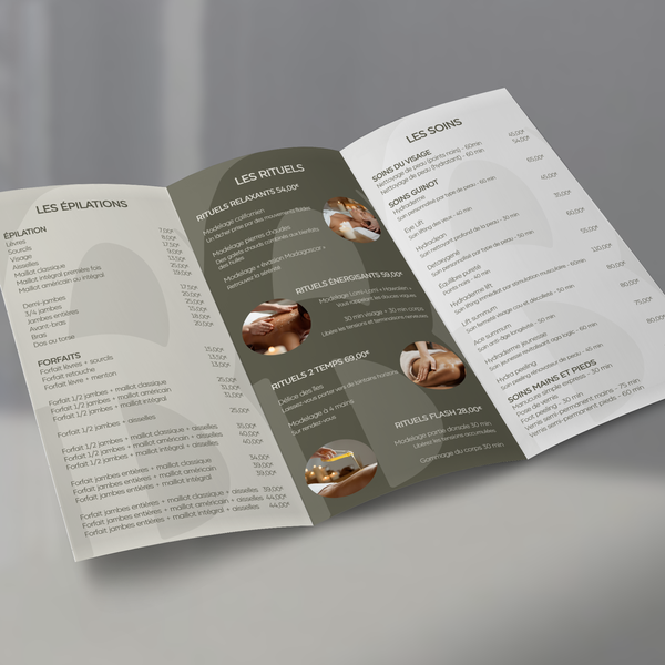 DÉPLIANT PRÉSTATIONS SANDRA ESTHÉTIQUE