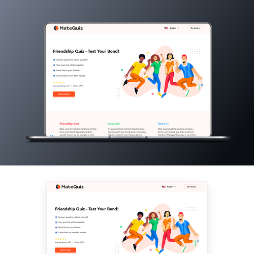 Redesign of a very popular quiz site (MateQuiz.com) Diseño de NeaDesigns
