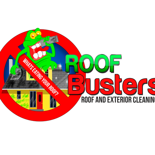 Roof Busters - Roof and Exterior Cleaning logo with a Ghost Busters Theme Design by axelander