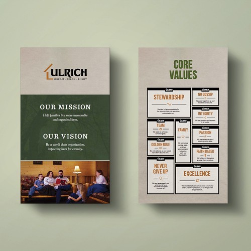 Core Value and Mission/Vision Business Cards Postcard, flyer or print