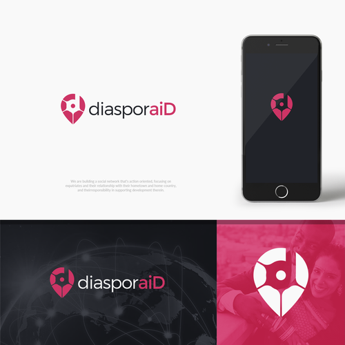 Design a powerful logo for diasporaid, an impact-oriented network/platform for expats Design by JLShuaG