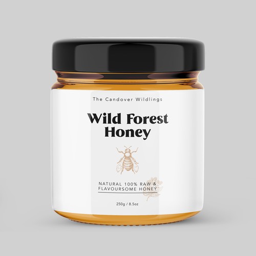 The Bees Need You! Wild Forest Honey Label Design. Design by rizal hermansyah