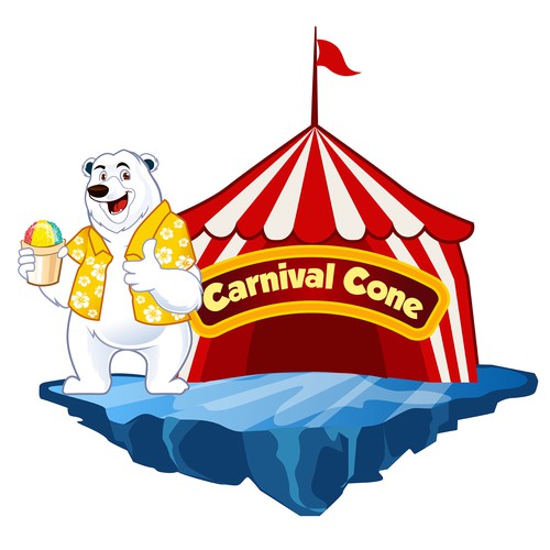 Hawaiian shave ice polar bear on iceberg by circus tent Design by Rozie'sDesign™