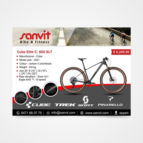 Cool, modern layout for the biggest bike shop in North Italy. Design by Bu'kan Creative