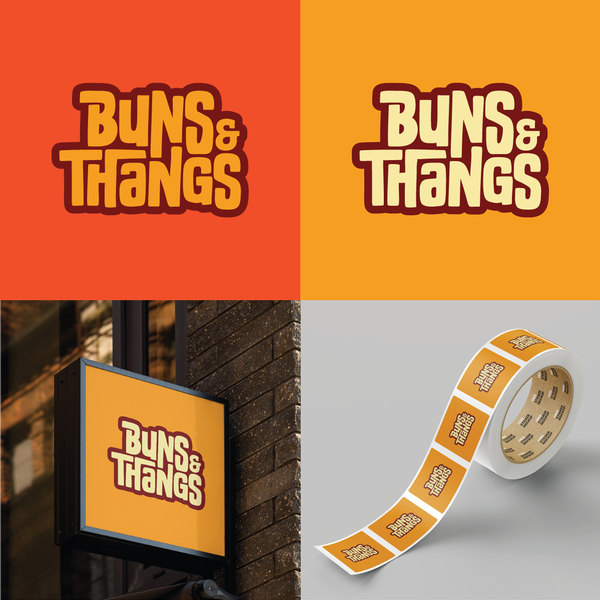 Design by DeviantArt™ titled "Custom LOGO type for Buns&Thangs hot dog service!"