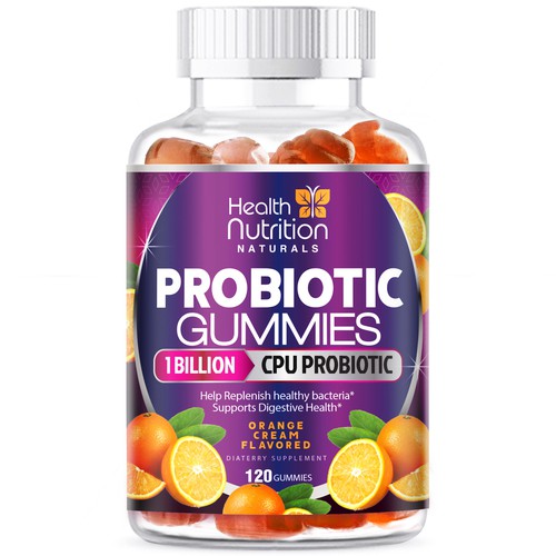 Diseño de Healthy Probiotic Gummies Label needed for Health Nutrition de agooshe