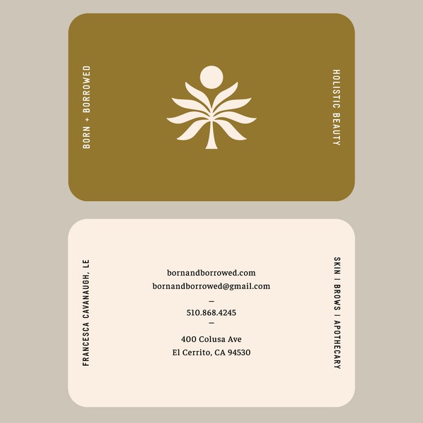 Design by Patricia Hunt titled "Business Cards for BORN + BORROWED"