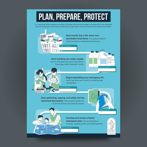 Plan, Prepare, Protect: LDS Family Preparedness Infographic Contest!" Design by Gabriel Imung