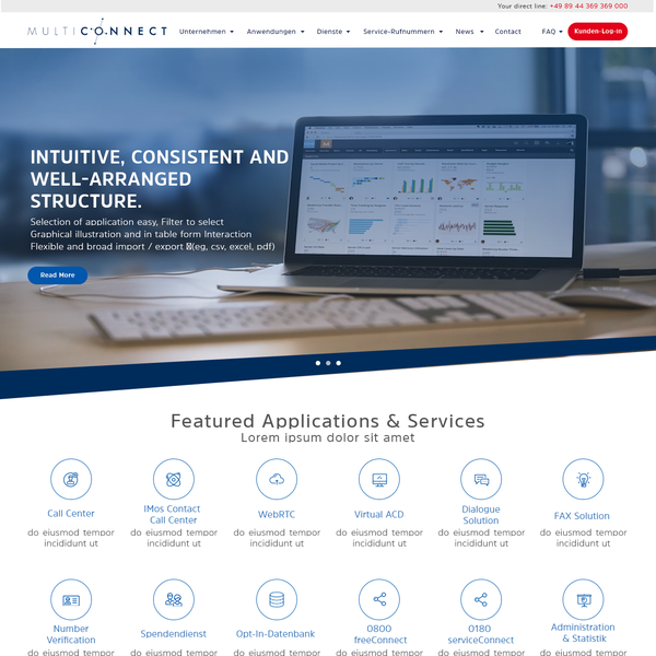 Clean website design for telecomunication company