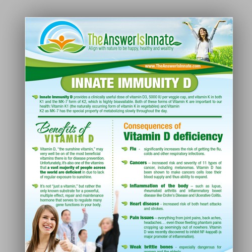 I need a FABULOUS 1 page Sales Flyer for a Vitamin D Supplement Design por kristianvinz