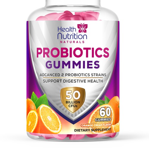 Healthy Probiotic Gummies Label needed for Health Nutrition Design by JOHN's_AlphaCreation