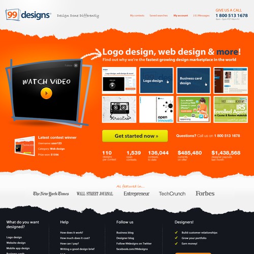 99designs Homepage Redesign Contest Design réalisé par Shishev