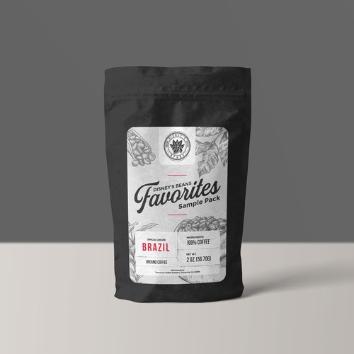 Design Disney's Beans First custom ground coffee product label di nuke.art