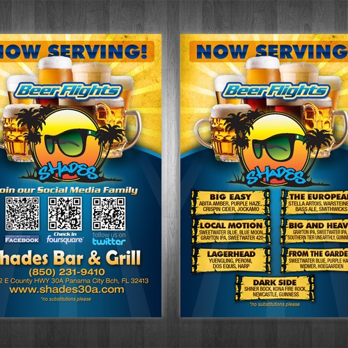 Postcard or flyer for shades bar and grill | Postcard, flyer or print  contest | 99designs