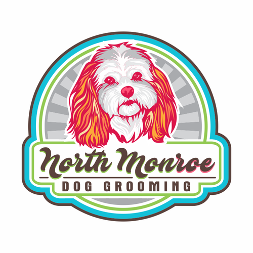 Dog grooming logo with vintage feel. Design by d'jront