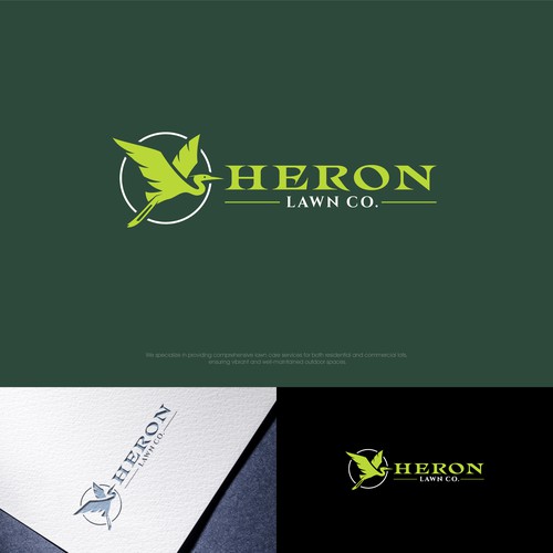 Modern Lawn Care Business with Heron Design by CreCreature